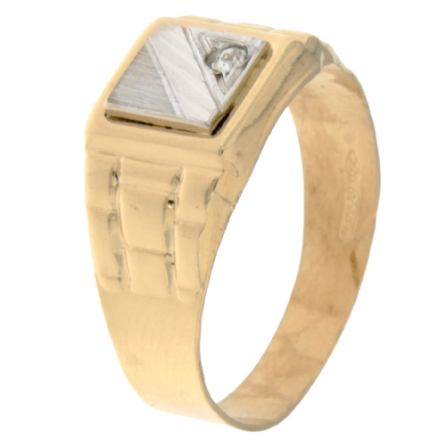 White Yellow Gold Men&#39;s Ring GL100820