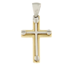 Weiß-Gelb-Gold-Kreuz-Anhänger GL100834