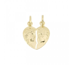 Double pendant with broken heart to break Yellow gold 803321703330