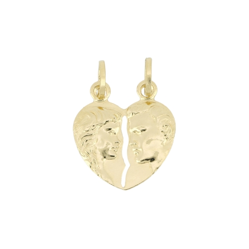 Double pendant with broken heart to break Yellow gold 803321703330