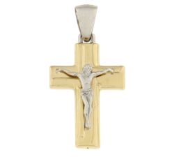 White Yellow Gold Cross Pendant GL100835