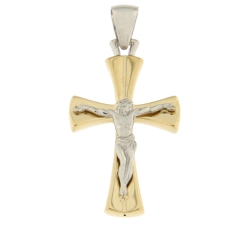 White Yellow Gold Cross Pendant GL100835