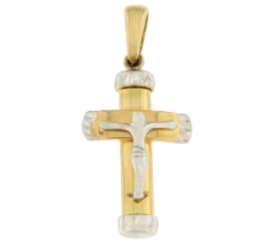 Weiß-Gelb-Gold-Kreuz-Anhänger GL100835