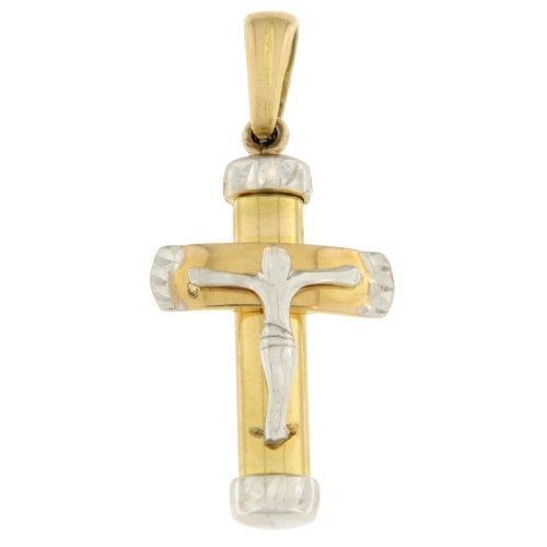 White Yellow Gold Cross Pendant GL100835