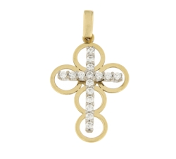 White Yellow Gold Cross Pendant GL100853