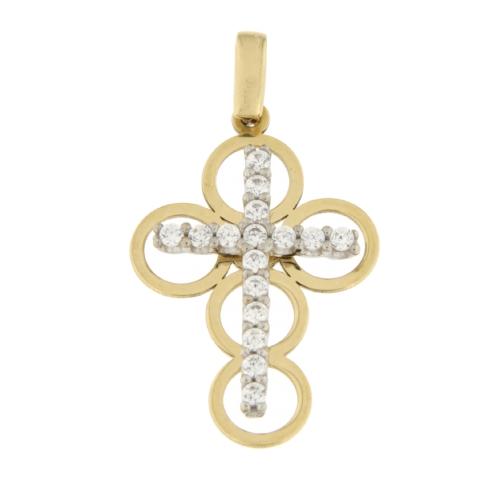 White Yellow Gold Cross Pendant GL100853