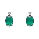 Mikiko Women&#39;s Earrings White Gold Emeralds Diamonds