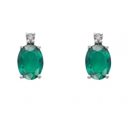 Mikiko Women&#39;s Earrings White Gold Emeralds Diamonds