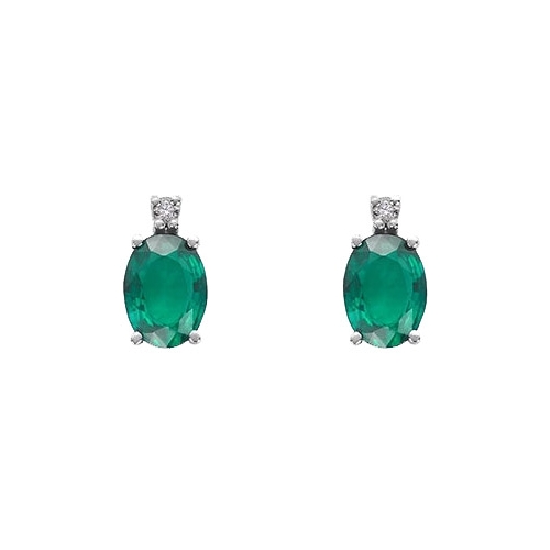 Mikiko Women&#39;s Earrings White Gold Emeralds Diamonds