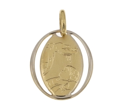 Medaglia Ciondolo da Battesimo Oro Giallo Bianco 803321714877