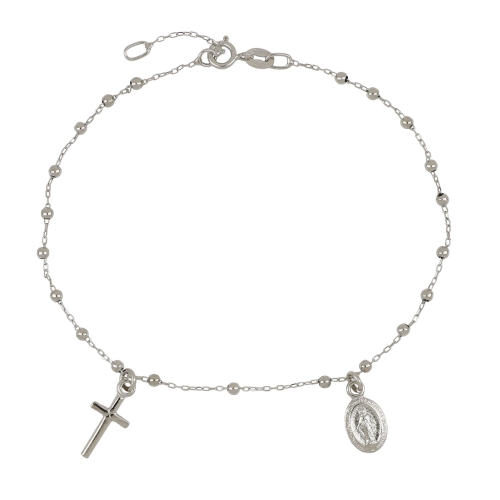 Rosary Bracelet White Gold Miraculous Madonna 803321711677