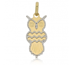 White Yellow Gold Owl Pendant GL101044