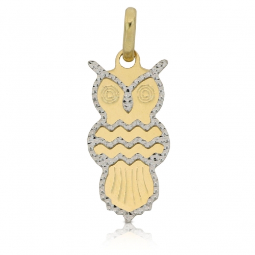 White Yellow Gold Owl Pendant GL101044