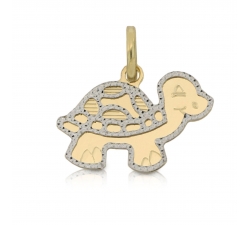 White Yellow Gold Turtle Pendant GL101045