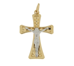 White Yellow Gold Cross Pendant GL101093