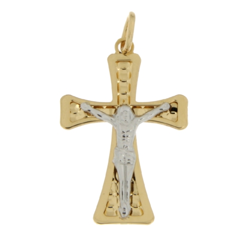 White Yellow Gold Cross Pendant GL101093