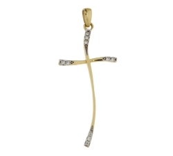 White Yellow Gold Cross Pendant GL101098