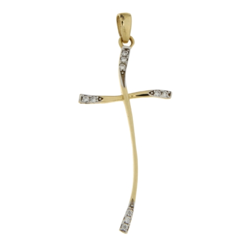 White Yellow Gold Cross Pendant GL101098