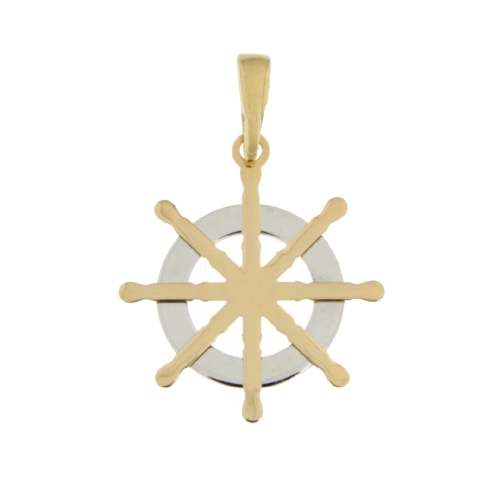 White Yellow Gold Rudder Pendant GL101108