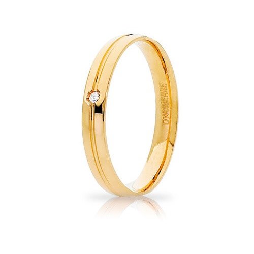 Unoaerre Lyra Ehering Gelbgold mit Diamant Brilliant Promesse