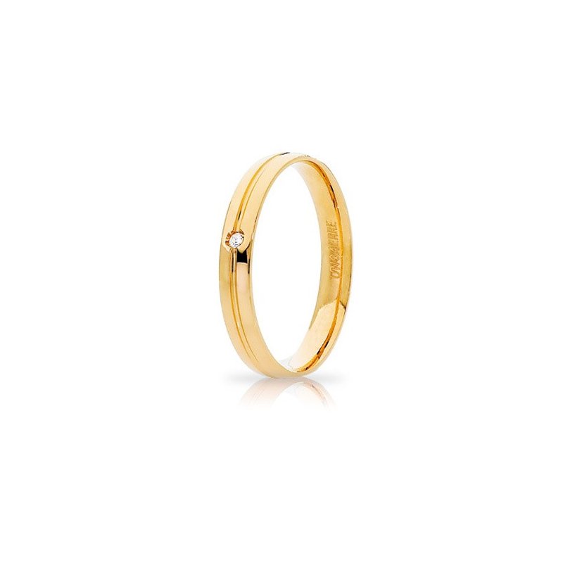 Unoaerre Lyra Wedding Ring Yellow gold with diamond Brilliant Promesse