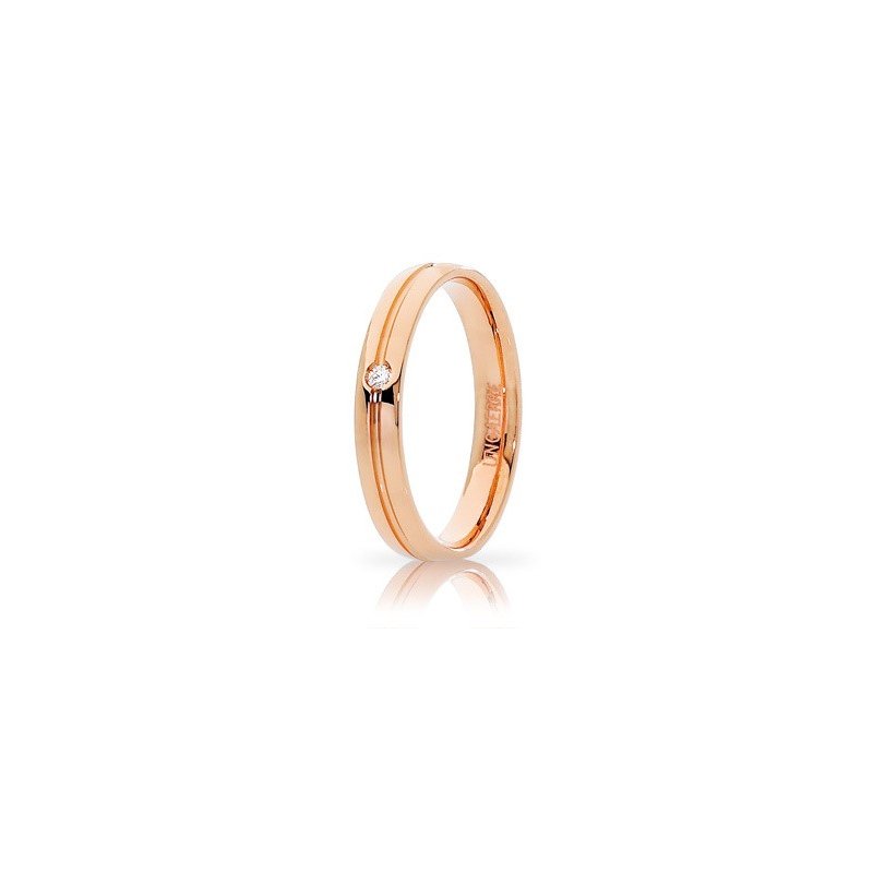 Unoaerre Lyra Wedding Ring Rose Gold with Diamond Brilliant Promises
