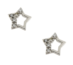 White Gold Star Earrings GL101151