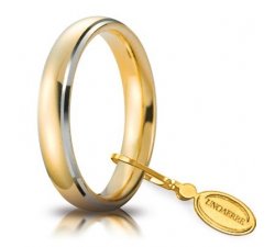Unoaerre Comfortable Wedding Ring 4 mm Yellow gold with white edges