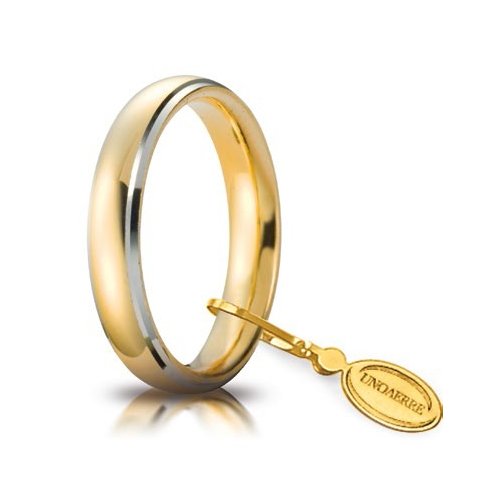 Unoaerre Comfortable Wedding Ring 4 mm Yellow gold with white edges