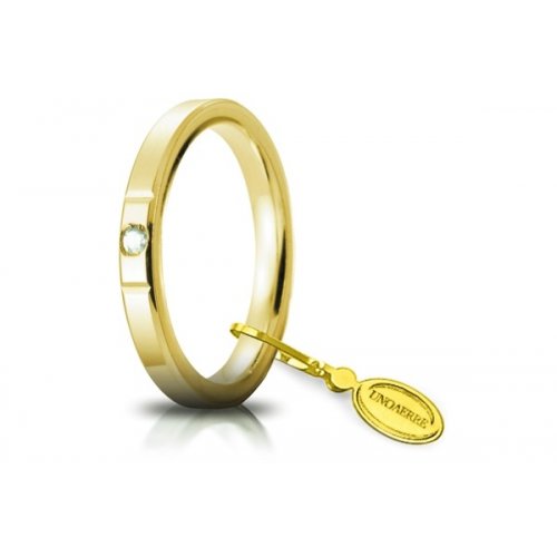 Fede Nuziale Unoaerre Cerchi di Luce 2,5 mm Oro Giallo con diamante