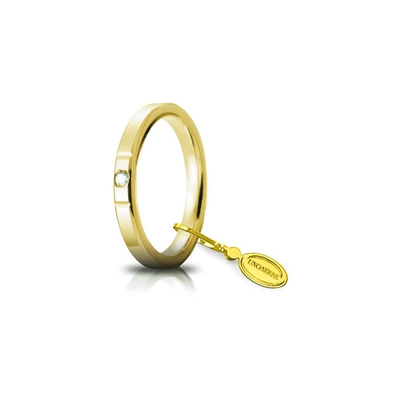 Fede Nuziale Unoaerre Cerchi di Luce 2,5 mm Oro Giallo con diamante