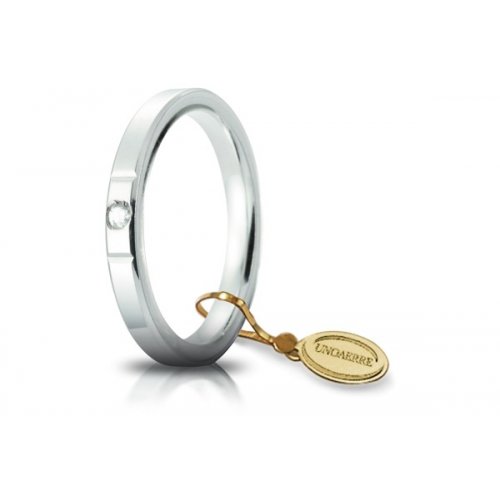 Fede Nuziale Unoaerre Cerchi di Luce 2,5 mm Oro Bianco con diamante