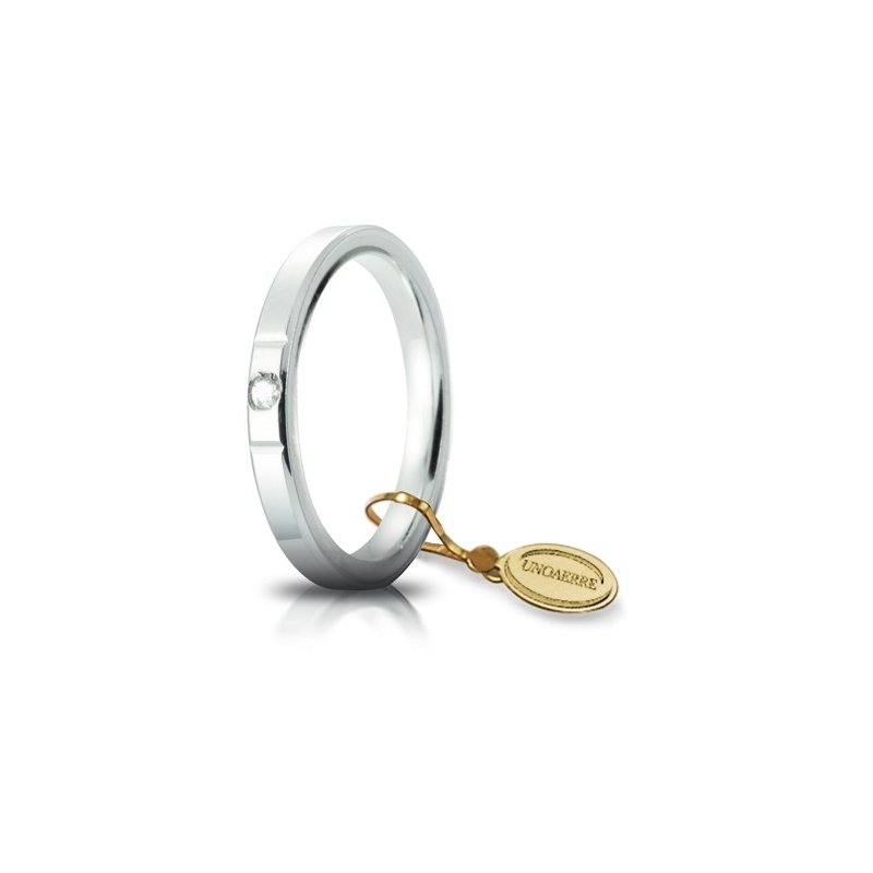 Fede Nuziale Unoaerre Cerchi di Luce 2,5 mm Oro Bianco con diamante