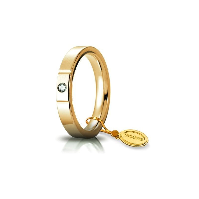 Unoaerre Wedding Ring Circles of Light 3.5 mm Yellow Gold with diamond