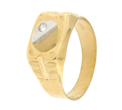 White Yellow Gold Men&#39;s Ring GL101275