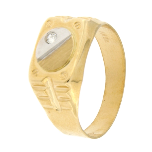 White Yellow Gold Men&#39;s Ring GL101275