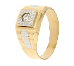 White Yellow Gold Men&#39;s Ring GL101280