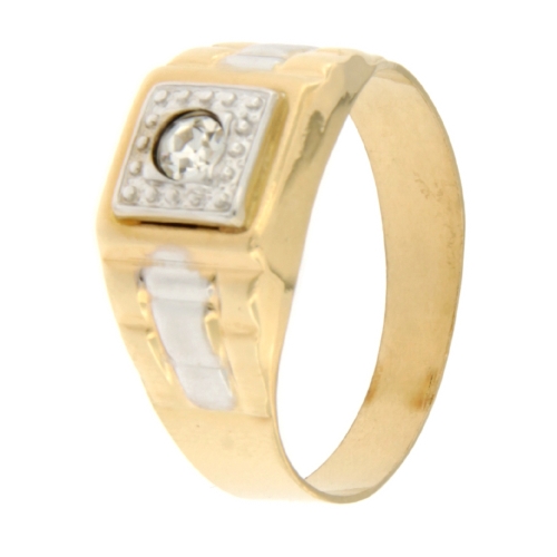 White Yellow Gold Men&#39;s Ring GL101280