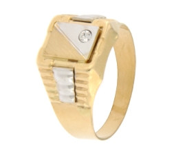 White Yellow Gold Men&#39;s Ring GL101281