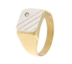 White Yellow Gold Men&#39;s Ring GL101282