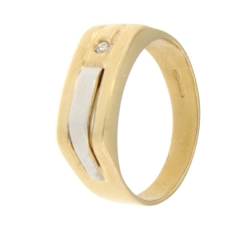 White Yellow Gold Men&#39;s Ring GL101283