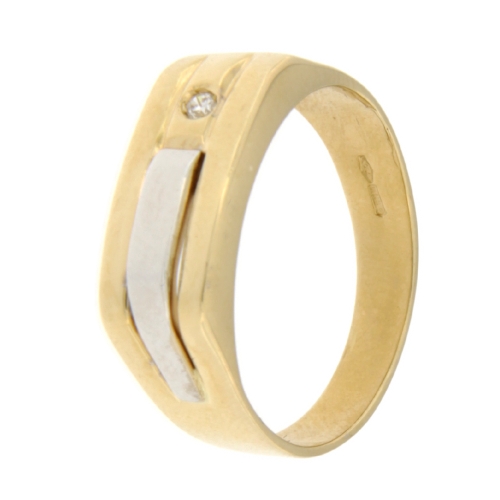 White Yellow Gold Men&#39;s Ring GL101283