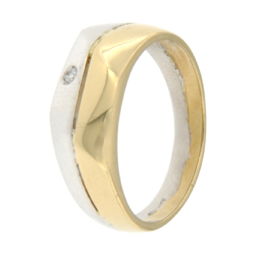 White Yellow Gold Men&#39;s Ring GL101284