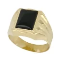 Yellow Gold Men's Ring with Black Stone 803321709324