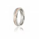 Unoaerre wedding ring, Saturno model Pink and white gold with diamond Collection 9.0
