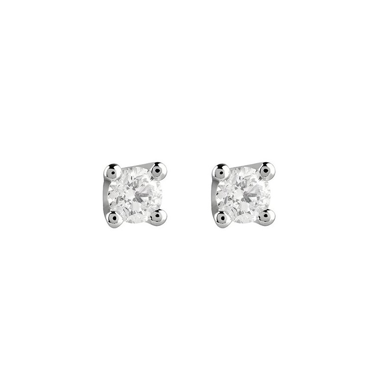 Orovi Orecchini Donna Oro 14Kt Vero Con Diamanti - Oro Bianco - Gioielli Ipoallergenici Fatti A Mano