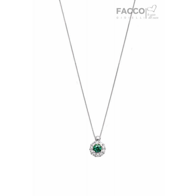 Facco Gioielli Choker Necklace in White Gold and Green Zircon