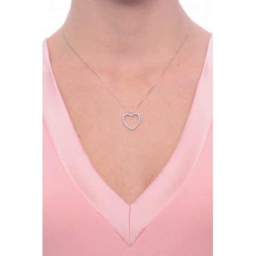 Facco Gioielli necklace in white gold and heart pendant with zircons 727533