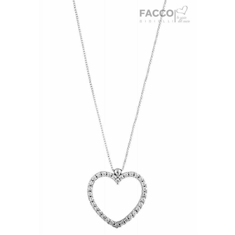 Facco Gioielli Halskette aus Weißgold und Herzanhänger mit Cubic Zirkonia 727533