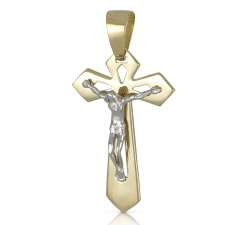 White Yellow Gold Cross Pendant GL101304